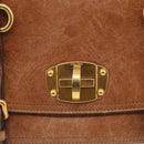 Miu Miu Vitellolux Shoulder Bag Leather Brown Gold Auth 213693A-15