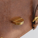 Miu Miu Vitellolux Shoulder Bag Leather Brown Gold Auth 213693A-17