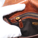 Miu Miu Vitellolux Shoulder Bag Leather Brown Gold Auth 213693A-23