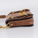 Miu Miu Vitellolux Shoulder Bag Leather Brown Gold Auth 213693A-4