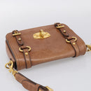Miu Miu Vitellolux Shoulder Bag Leather Brown Gold Auth 213693A-6