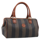 FENDI Pecan Hand Bag PVC Brown Gold Tone Auth 213698-1