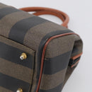 FENDI Pecan Hand Bag PVC Brown Gold Tone Auth 213698-10