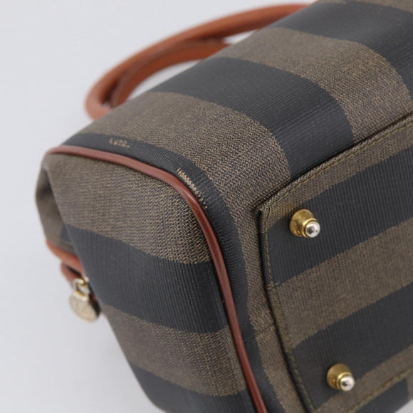 FENDI Pecan Hand Bag PVC Brown Gold Tone Auth 213698