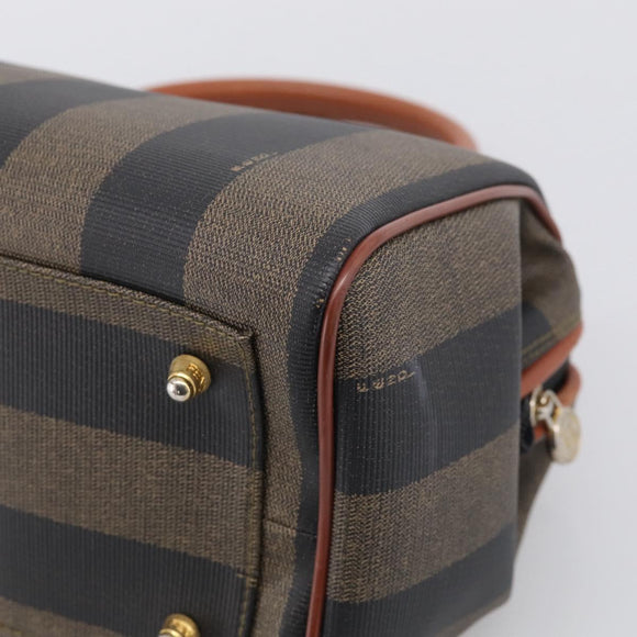 FENDI Pecan Hand Bag PVC Brown Gold Tone Auth 213698