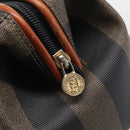 FENDI Pecan Hand Bag PVC Brown Gold Tone Auth 213698-14