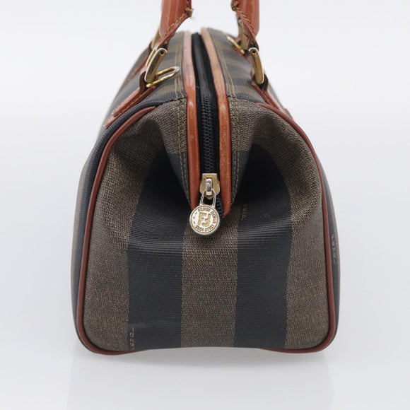 FENDI Pecan Hand Bag PVC Brown Gold Tone Auth 213698