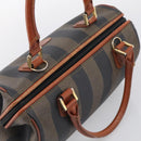 FENDI Pecan Hand Bag PVC Brown Gold Tone Auth 213698-6