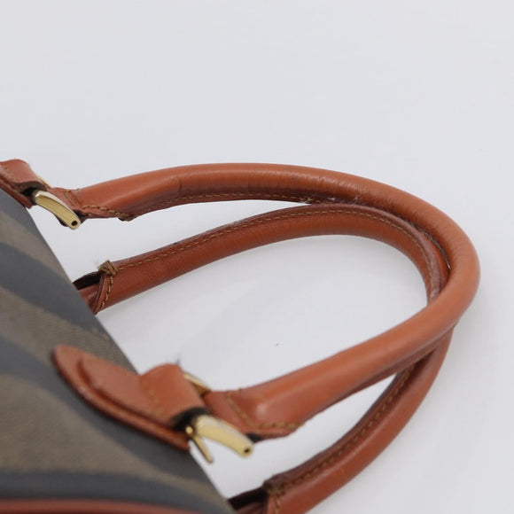 FENDI Pecan Hand Bag PVC Brown Gold Tone Auth 213698