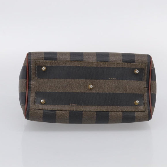 FENDI Pecan Hand Bag PVC Brown Gold Tone Auth 213698