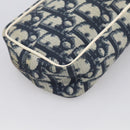 Christian Dior Trotter Canvas Pouch PVC Navy White Auth 213702-11