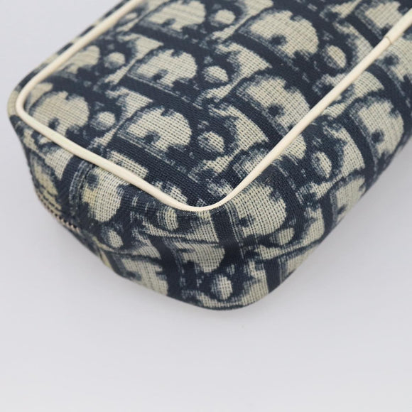 Christian Dior Trotter Canvas Pouch PVC Navy White Auth 213702