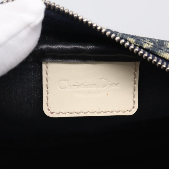 Christian Dior Trotter Canvas Pouch PVC Navy White Auth 213702