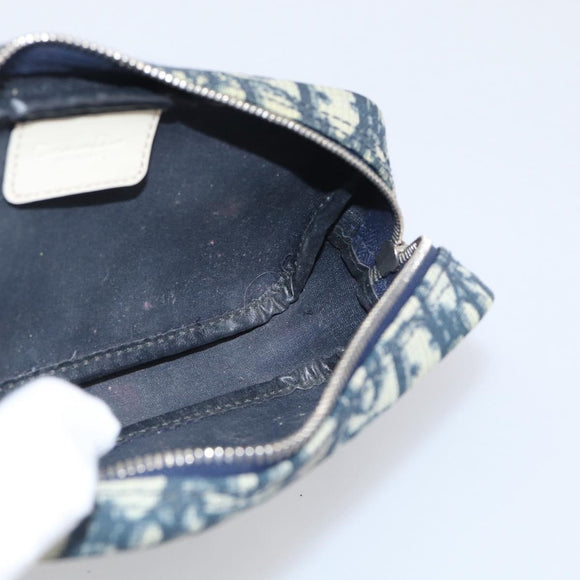 Christian Dior Trotter Canvas Pouch PVC Navy White Auth 213702