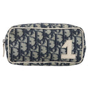 Christian Dior Trotter Canvas Pouch PVC Navy White Auth 213702-2