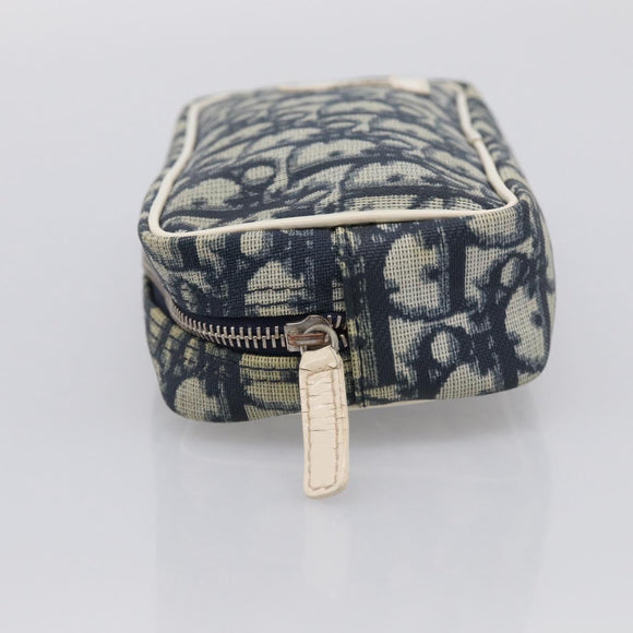 Christian Dior Trotter Canvas Pouch PVC Navy White Auth 213702