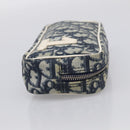Christian Dior Trotter Canvas Pouch PVC Navy White Auth 213702-5