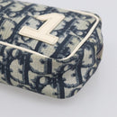 Christian Dior Trotter Canvas Pouch PVC Navy White Auth 213702-8