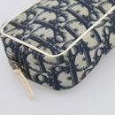 Christian Dior Trotter Canvas Pouch PVC Navy White Auth 213702-9