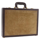 LOEWE Attache Case Trunk Suede Beige Gold Auth 213703-1