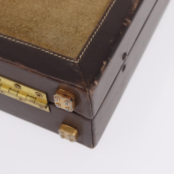 LOEWE Attache Case Trunk Suede Beige Gold Auth 213703