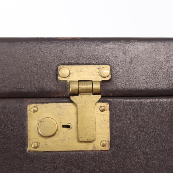 LOEWE Attache Case Trunk Suede Beige Gold Auth 213703