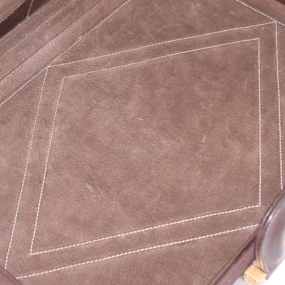 LOEWE Attache Case Trunk Suede Beige Gold Auth 213703