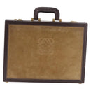 LOEWE Attache Case Trunk Suede Beige Gold Auth 213703-2