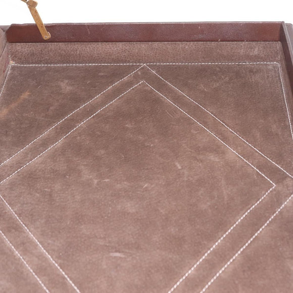 LOEWE Attache Case Trunk Suede Beige Gold Auth 213703