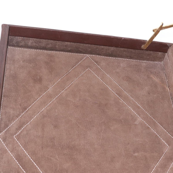 LOEWE Attache Case Trunk Suede Beige Gold Auth 213703