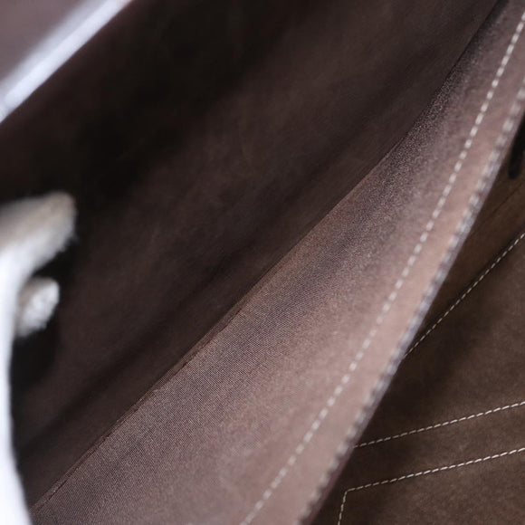 LOEWE Attache Case Trunk Suede Beige Gold Auth 213703