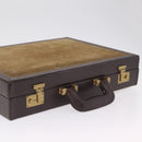 LOEWE Attache Case Trunk Suede Beige Gold Auth 213703-7