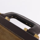 LOEWE Attache Case Trunk Suede Beige Gold Auth 213703-9