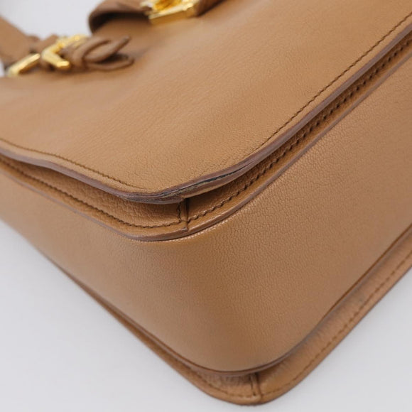 Miu Miu Madras Hand Bag Leather 2way Brown Gold Auth 213704A