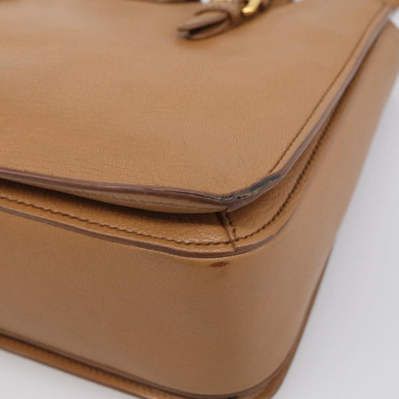 Miu Miu Madras Hand Bag Leather 2way Brown Gold Auth 213704A