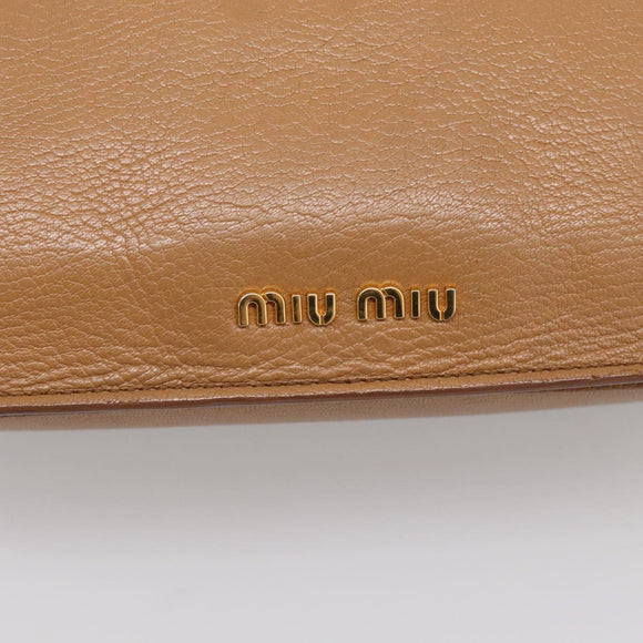 Miu Miu Madras Hand Bag Leather 2way Brown Gold Auth 213704A