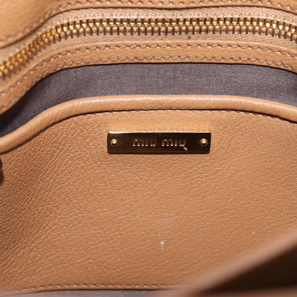 Miu Miu Madras Hand Bag Leather 2way Brown Gold Auth 213704A