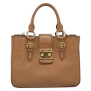 Miu Miu Madras Hand Bag Leather 2way Brown Gold Auth 213704A-2
