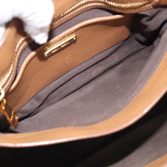Miu Miu Madras Hand Bag Leather 2way Brown Gold Auth 213704A