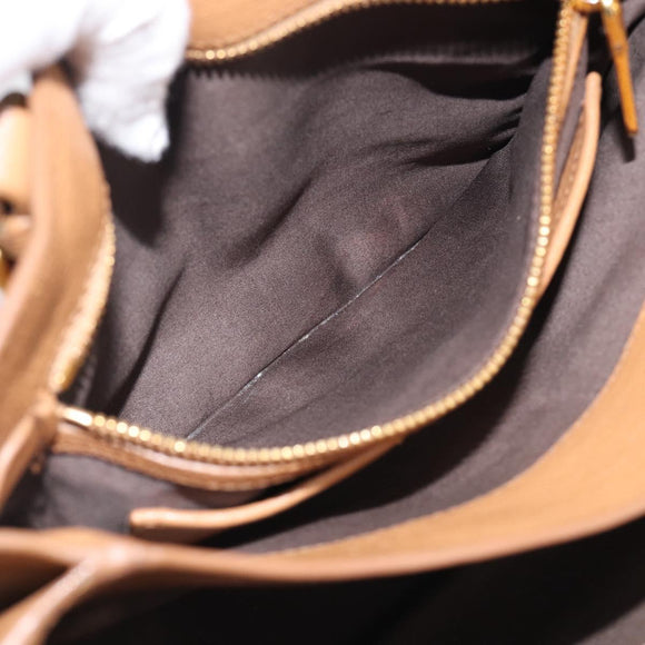 Miu Miu Madras Hand Bag Leather 2way Brown Gold Auth 213704A