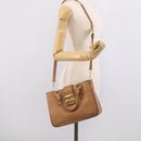 Miu Miu Madras Hand Bag Leather 2way Brown Gold Auth 213704A-29