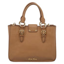 Miu Miu Madras Hand Bag Leather 2way Brown Gold Auth 213704A-3