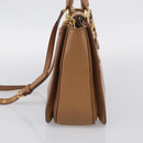 Miu Miu Madras Hand Bag Leather 2way Brown Gold Auth 213704A-5