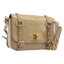 Miu Miu Vitellolux Shoulder Bag Leather Beige Gold Tone Auth 213705A-1