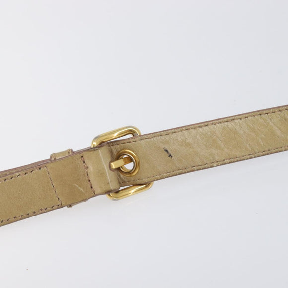 Miu Miu Vitellolux Shoulder Bag Leather Beige Gold Tone Auth 213705A