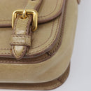 Miu Miu Vitellolux Shoulder Bag Leather Beige Gold Tone Auth 213705A-12