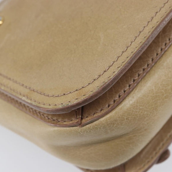 Miu Miu Vitellolux Shoulder Bag Leather Beige Gold Tone Auth 213705A