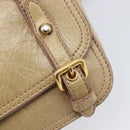 Miu Miu Vitellolux Shoulder Bag Leather Beige Gold Tone Auth 213705A-17