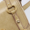 Miu Miu Vitellolux Shoulder Bag Leather Beige Gold Tone Auth 213705A-18