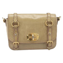 Miu Miu Vitellolux Shoulder Bag Leather Beige Gold Tone Auth 213705A-2